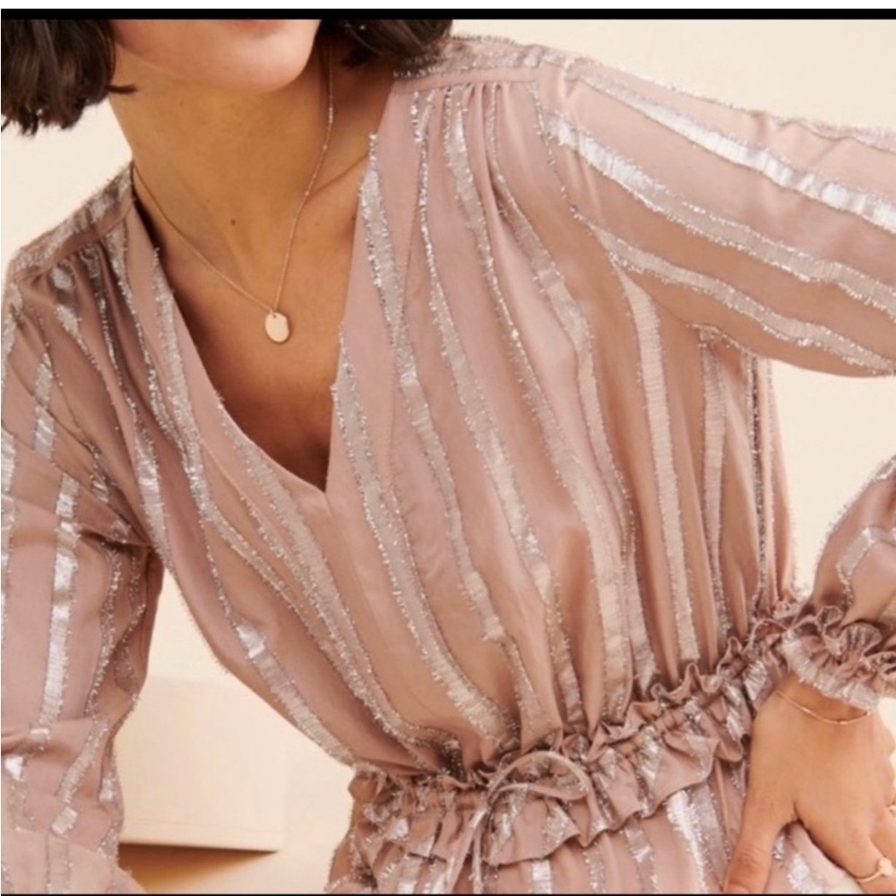 Current Air Metallic Pink and Silver Blouse - Medium